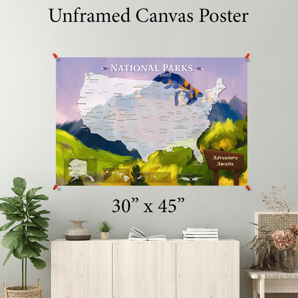 Watercolor National Parks Canvas Poster 30 x 45