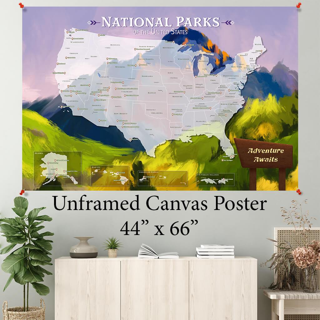 Watercolor National Parks Canvas Poster 44 x 66