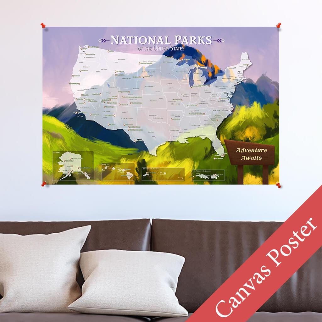 Watercolor National Parks Canvas Poster