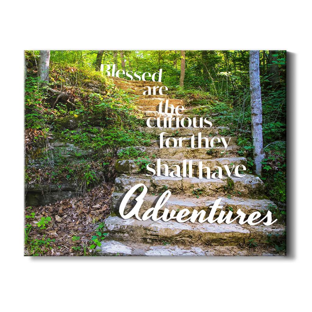 Blessed are the curious for they shall have adventures - Travel Decor - Close up