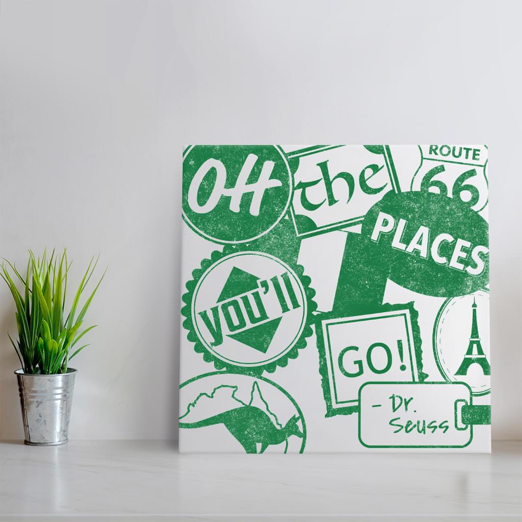 Oh the places you&#39;ll go - Green Quote Art