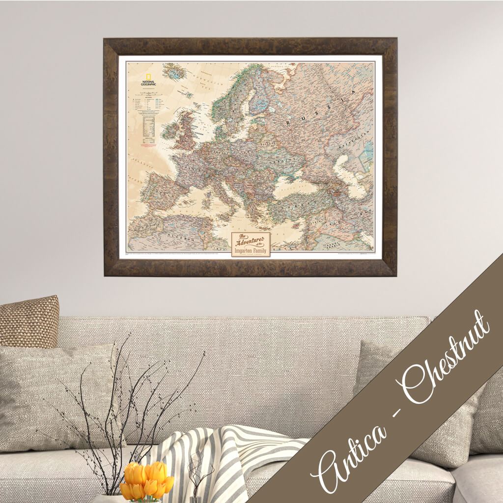 Canvas - Executive Europe Travel Map with Pins